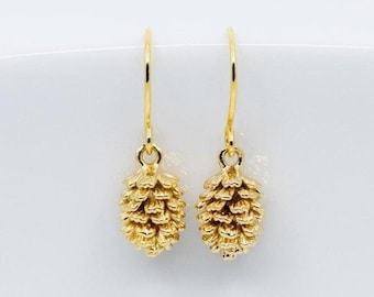 Earrings gold plated pine cones