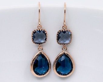 Earrings rose gold blue Isola