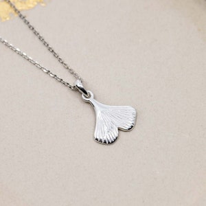 Necklace Silver Ginkgo, Necklace Ginkgo Leaf, Chain Pendant Leaf