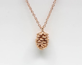 Rose gold pine cone necklace, Rose gold pine cone necklace, cone necklace, pine cone pendantpine cone pendant