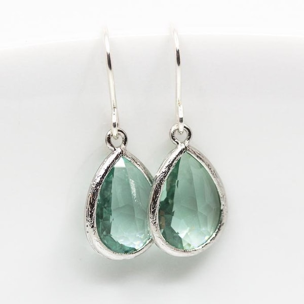 Earrings silver, erinite, drops, earrings silver, crystal, bridal earrings, wedding jewelry, green, bridesmaids, jewelry