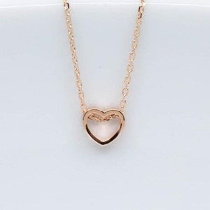 Necklace rose gold plated heart contour, heart necklace, rose gold necklace heart