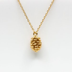 Gold plated pine cone necklace, pinecone necklace, pine cone necklace, cone pendant
