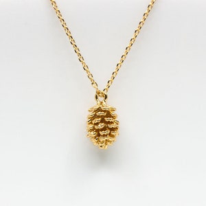 Collier pomme de pin plaqué or, collier pomme de pin, pendentif pomme de pin