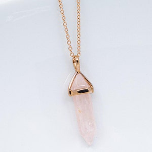 Rose gold rose quartz chain, long necklace, rose quartz necklace image 3