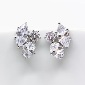 Boucles d&#39;oreilles argent bijoux de mariée bijoux de mariage boucles d&#39;oreilles clous cristal