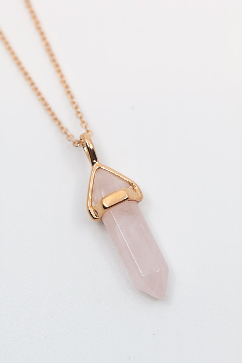 Rose gold rose quartz chain, long necklace, rose quartz necklace image 6