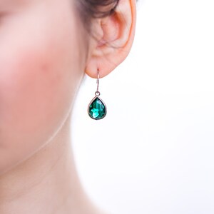 Earrings rose gold green // earrings emerald green // drop pendant fir green image 4