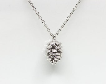 Silver pine cone necklace, pinecone necklace, pine cone necklace, cone pendant