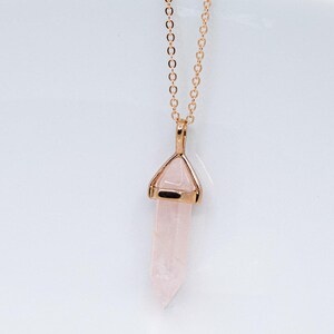 Rose gold rose quartz chain, long necklace, rose quartz necklace image 5
