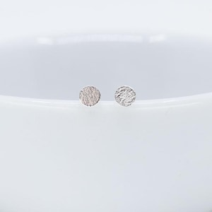 Earrings silver plates, ear studs brushed matt, earrings 4 mm