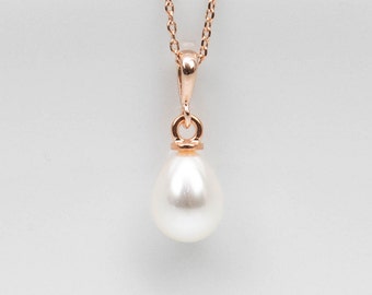 Kette Rosegold, Perle, Tropfen