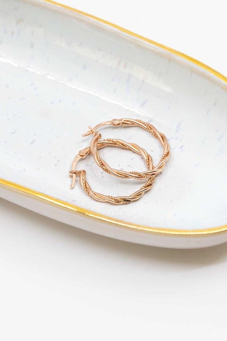 Hoop earrings rose gold plated 925 silver, twisted, hoop earrings, earrings image 1