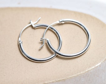 Hoops 925 silver 18 mm, hoops ring, sterling silver, silver hoop earrings 18 mm, minimalist earrings