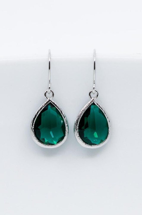 Green hanging earrings discount
