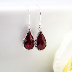 Earrings Silver Red