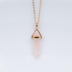 Rose gold rose quartz chain, long necklace, rose quartz necklace image 1