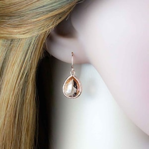 Earrings rose gold drops peach apricot, image 6