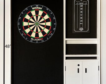 Custom designed wood dartboard cabinet with with doors.  This is the cabinet only, DB and darts not included.