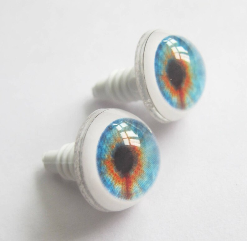 Pair BlueGreyGreen Doll Eyes Realistic Toy Eyes 15 mm