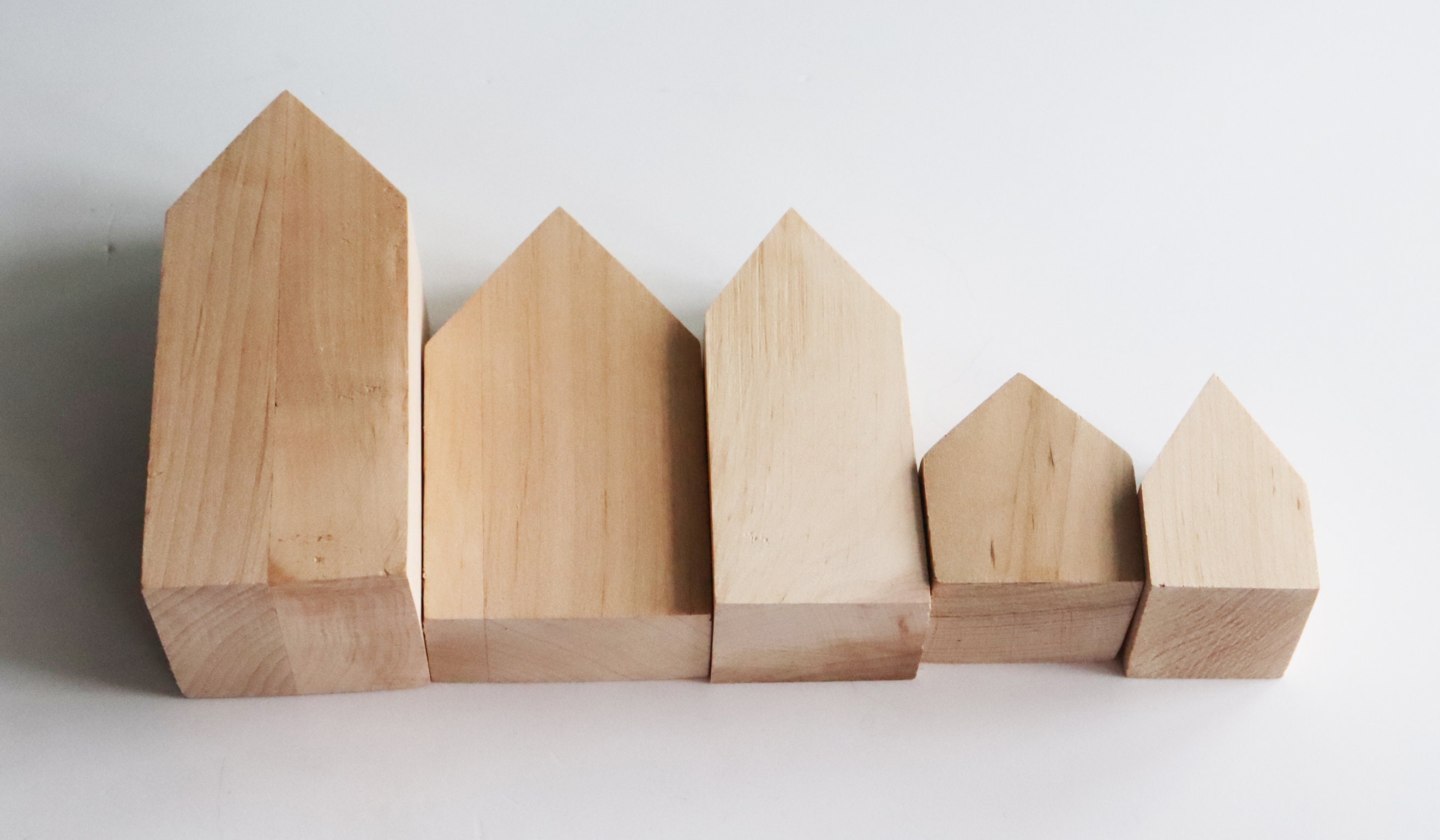 Wood House Blanks conjunto de 5 bloques de madera en bruto Etsy