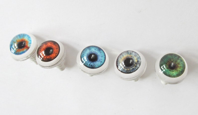 Pair BlueGreyGreen Doll Eyes Realistic Toy Eyes 15 mm