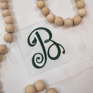 Swirly Monogrammed Linen Cocktail Napkin, Custom Colored Cocktail Napkin, #125