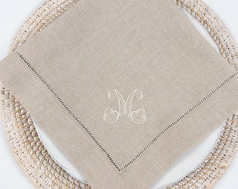 Monogram Linen Napkins, Monogrammed Cloth Dinner Napkins, Monogrammed Wedding Napkins, #115