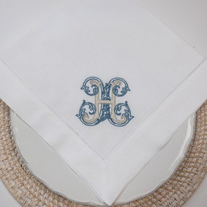 Custom Monogrammed Dinner Napkins, Monogrammed Linen Napkins, Custom Linens