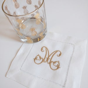 Monogram linnen cocktail servetten #115