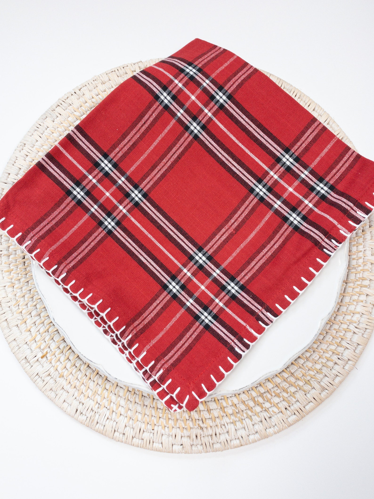 Personalized Christmas Plaid Cloth Napkins Red Plaid Etsy