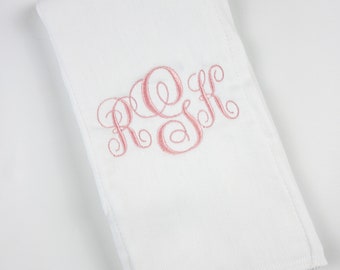 Baby Girl Monogrammed Burp Cloth, Girl's Personalized Burp Cloth