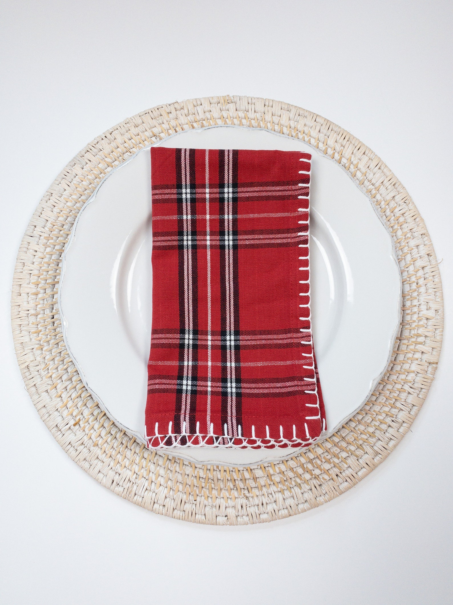 Personalized Christmas Plaid Cloth Napkins Red Plaid Etsy