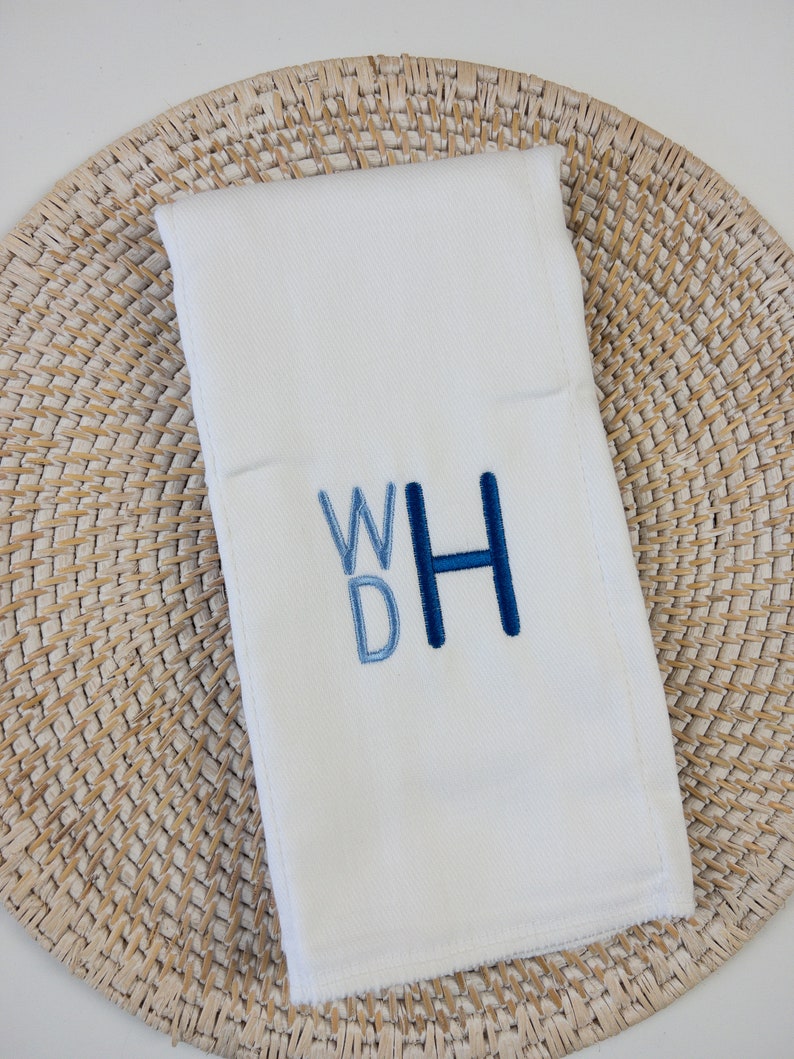Monogrammed Cotton Burp Cloth, Stacked Monogram, Baby Boy Gift - Etsy