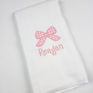 Personalisiertes Schleife Monogramm Tuch, Monogramm Baby Geschenk, Tuch Windel Tuch, Individuelle Baby Shower Geschenk