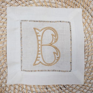 Monogrammierte Leinen CocktailServietten, Personalisierte Getränkeserviette, Barwagen Geschenk, Geschenk für Mama, #127