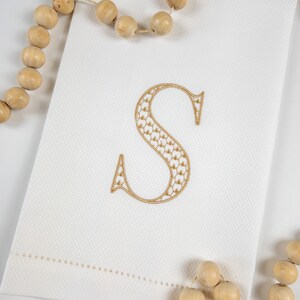 Toalla de mano de algodón monograma de una sola letra, toalla de cocina, toalla de invitado, toalla de mano personalizada