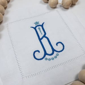 Zweifarbig monogrammierte Leinen Cocktailservietten - Personalisierte Cocktailservietten - Benutzerdefinierte Cocktailservietten #108