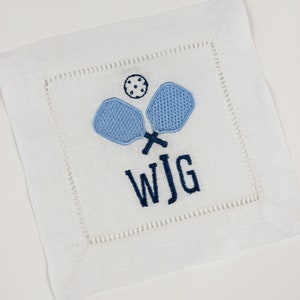 Personalisierte Pickleball-Serviette, benutzerdefiniertes Pickleball-Geschenk, Pickleball-Cocktail-Serviette, gestickter Pickleball-Untersetzer