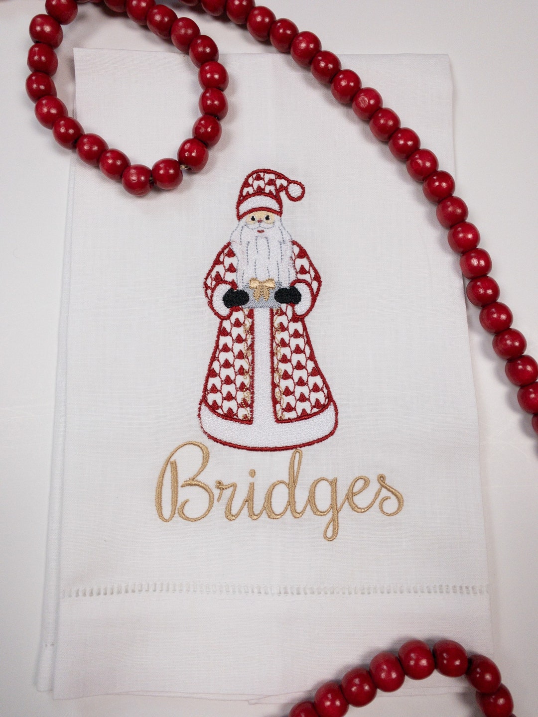 Personalized Linen Christmas Santa Hand Towel 122 Etsy
