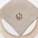 Double Monogram Cloth Dinner Napkins - Oatmeal Linen Fabric Napkin Personalized #110