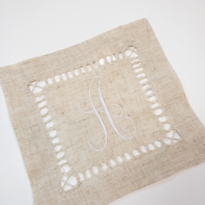 Monogramm Leinen Hemstitched CocktailServietten - Personalisierte Cocktailservietten - Custom Cocktail Servietten #102