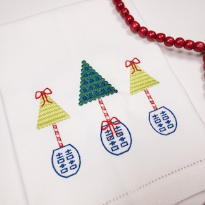 Chinoiserie Topiary Holiday Tree Hand Towel; Chinoiserie Christmas Topiary Tea Towel