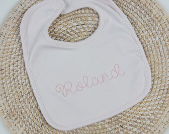 Personalized Embroidered Baby Bib, Handlettered Embroidered Baby Bib