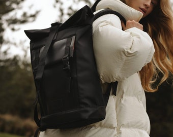Water resistant Rucksack| Canvas Laptop Backpack| Travel Backpack Purse| Bicycle Rucksack| Men's College Bag| Convertible Backpack Roll Top