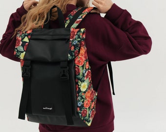 Floral backpack for women, Floral print backpack, Laptop Backpack Women, floral rucksack, Floral Print Backpack Vegan, Floral Student Bag