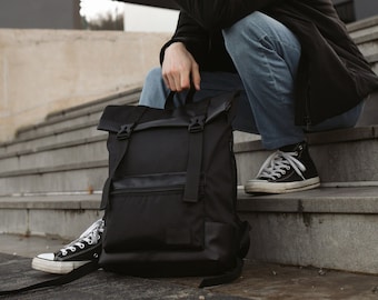 Personalized backpack for girls, Canvas backpack, Custom backpack, Travel backpack small, Black Backpack men, Unisex Monogram Rucksack