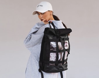 Personalisieren Sie Vegan Leder Rucksack Geldbörse, Damen Öko-Leder Rucksack, Monogramm Rucksack, Kunstleder Laptop Rucksack, Leder Rucksack