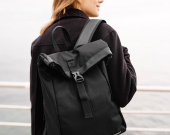 Small black backpack for girl woman backpack, medium backpack everyday backpack, college backpack school backpack, casual backpack