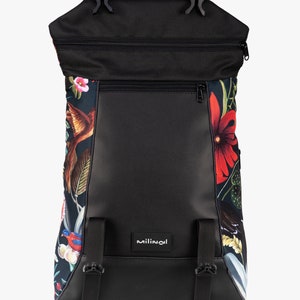 Floral backpack for women, floral rucksack, women floral backpack, medium floral backpack, eco-leather wome back, eco-friendly rucksack image 5